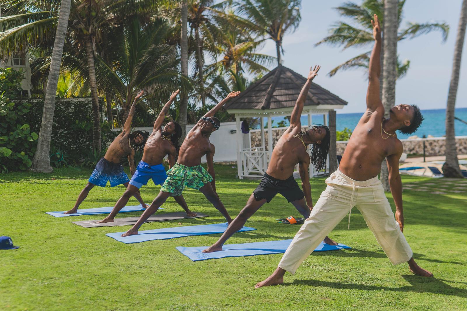 Yoga on the beach, Friends Only Camp Jamaica